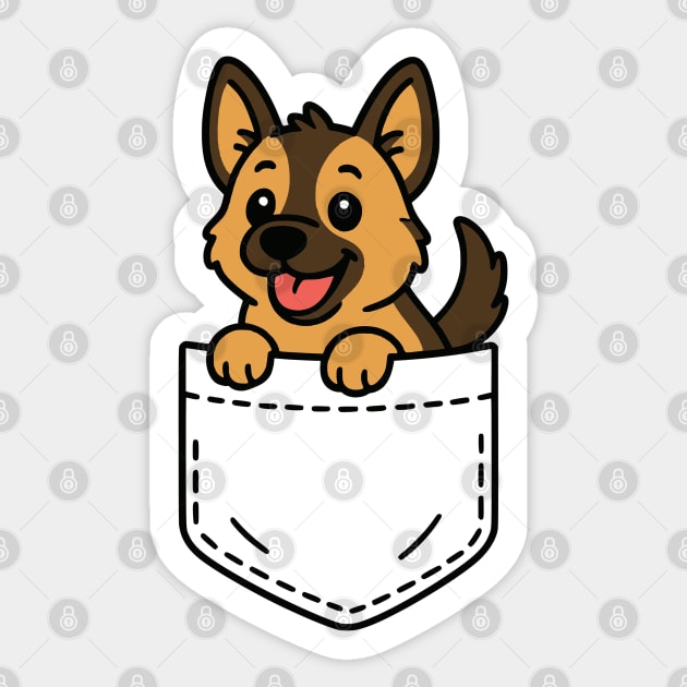 Cute German Shepherd Puppy Pocket Pal Funny GSD Puppy Sticker by Yesteeyear
